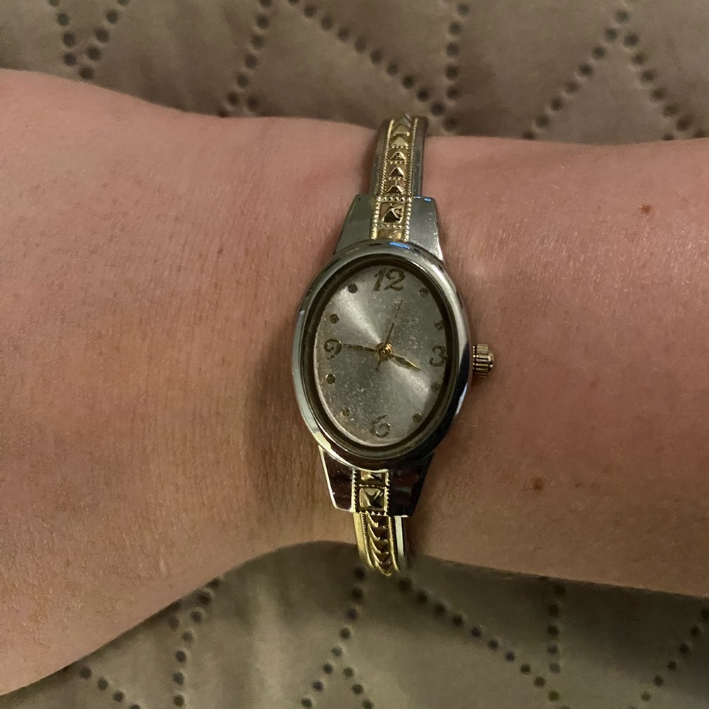 Delicate Watch with Gold Accents